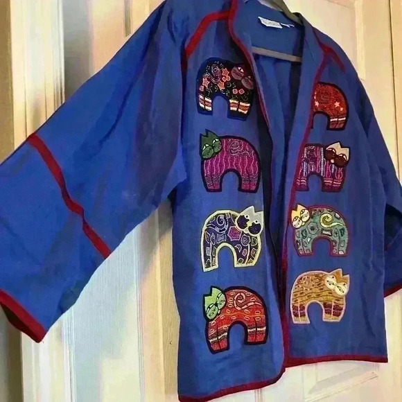 Vintage Patchington Cat Long Sleeve Silk Trim Sweater Jacket Size XS - Picture 3 of 10